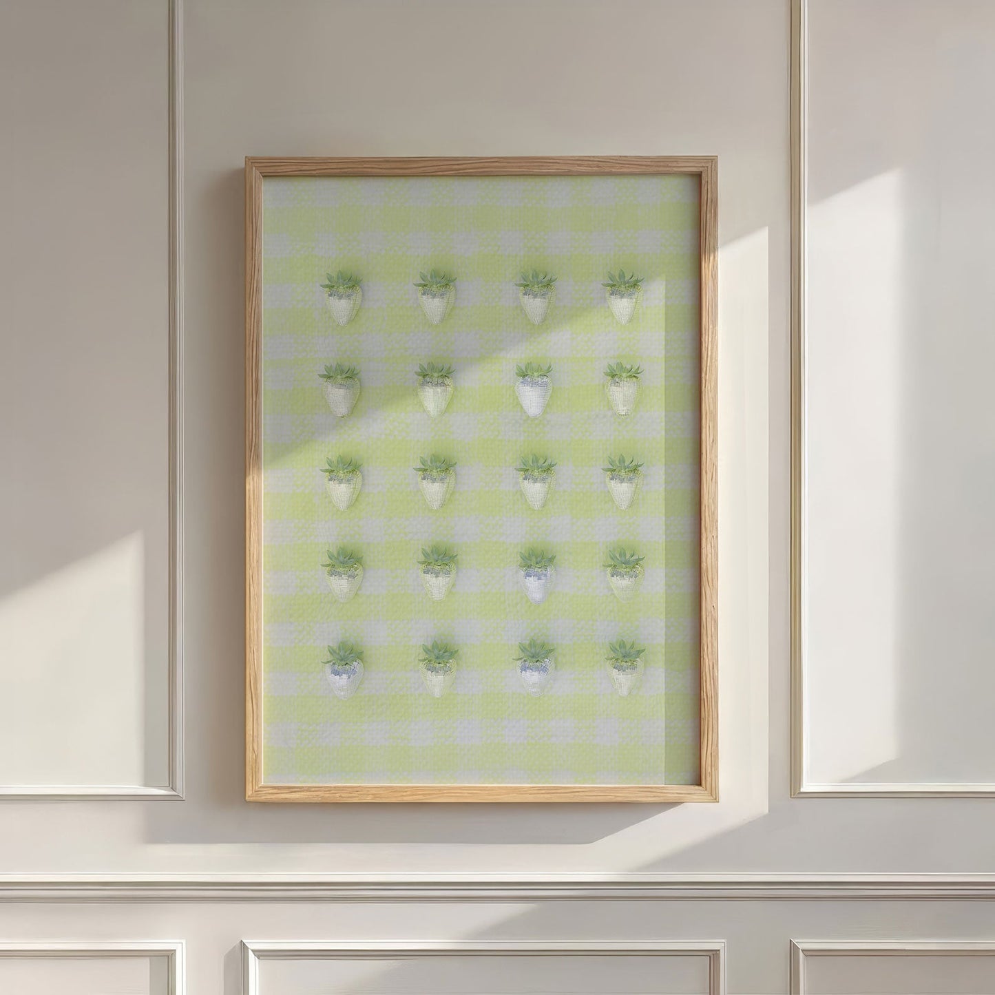 Yellow Disco Berry Grid, Vertical, Wall Art