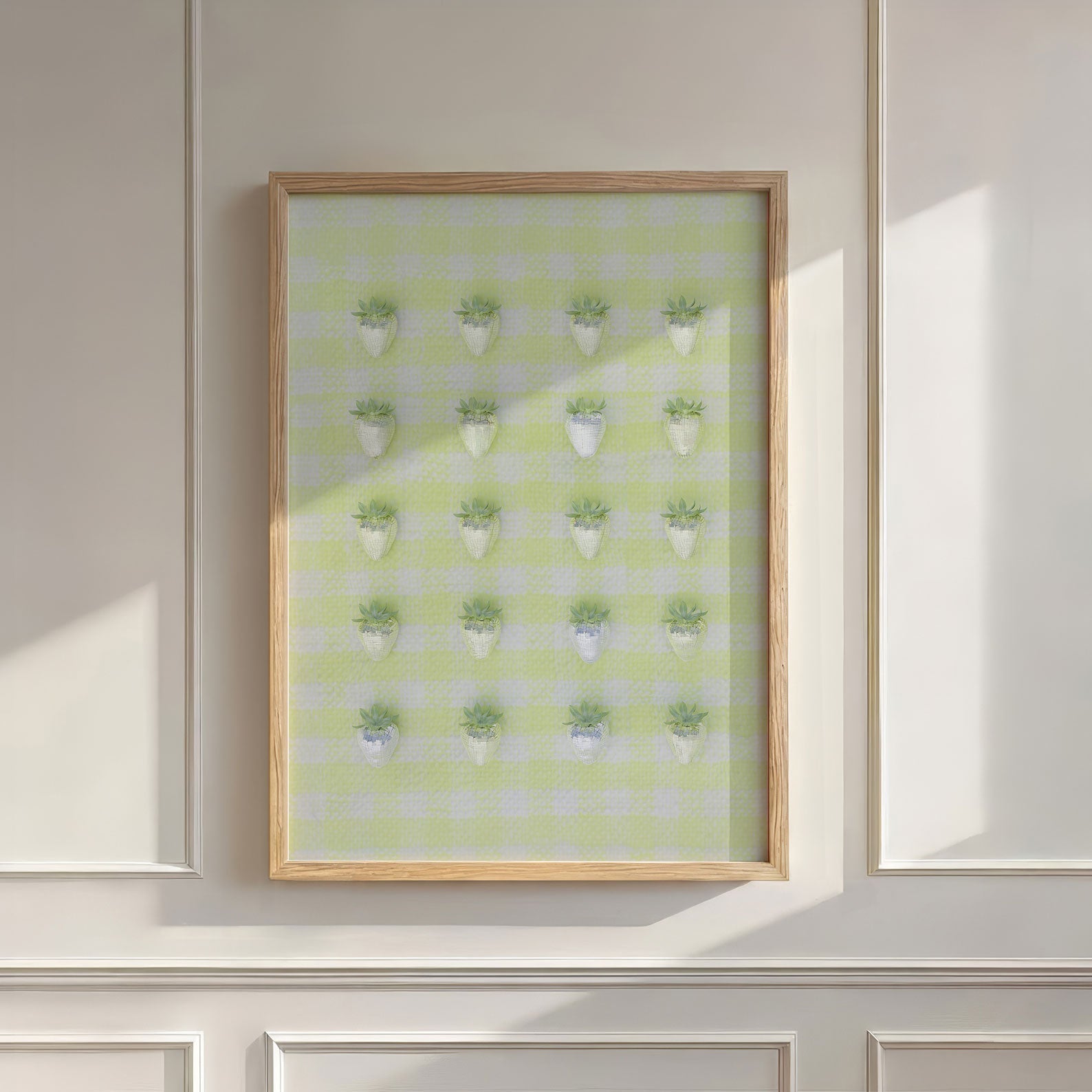 Yellow Disco Berry Grid, Vertical, Wall Art