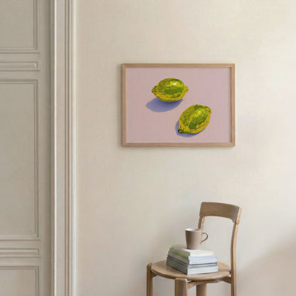 Yellow Disco Lemons, Horizontal, Framed Art