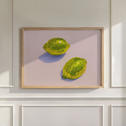 Yellow Disco Lemons, Horizontal, Wall Art