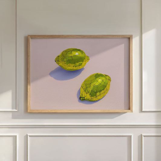 Yellow Disco Lemons, Horizontal, Wall Art