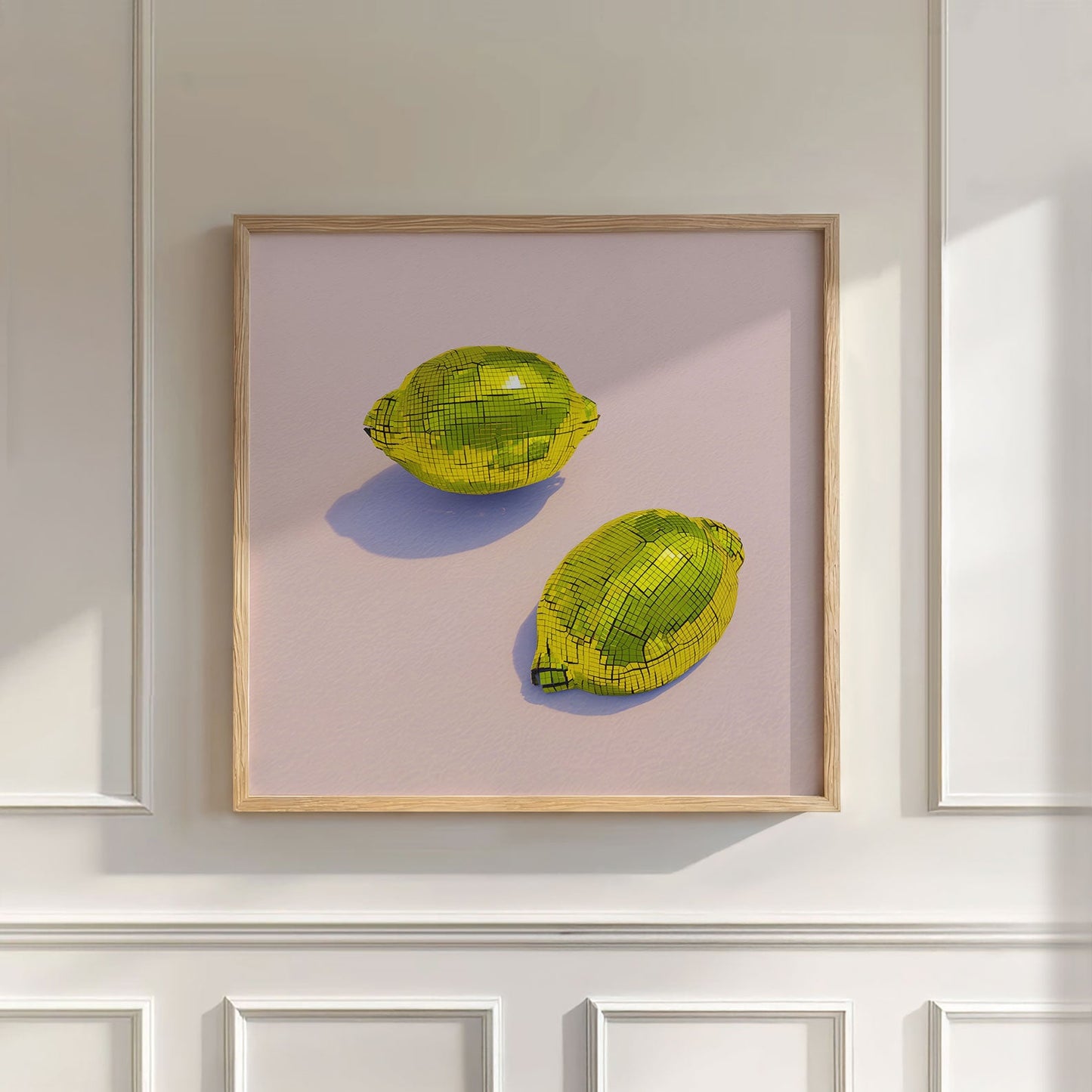 Yellow Disco Lemons, Square, Wall Art