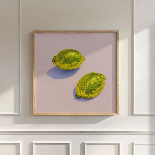 Yellow Disco Lemons, Square, Wall Art