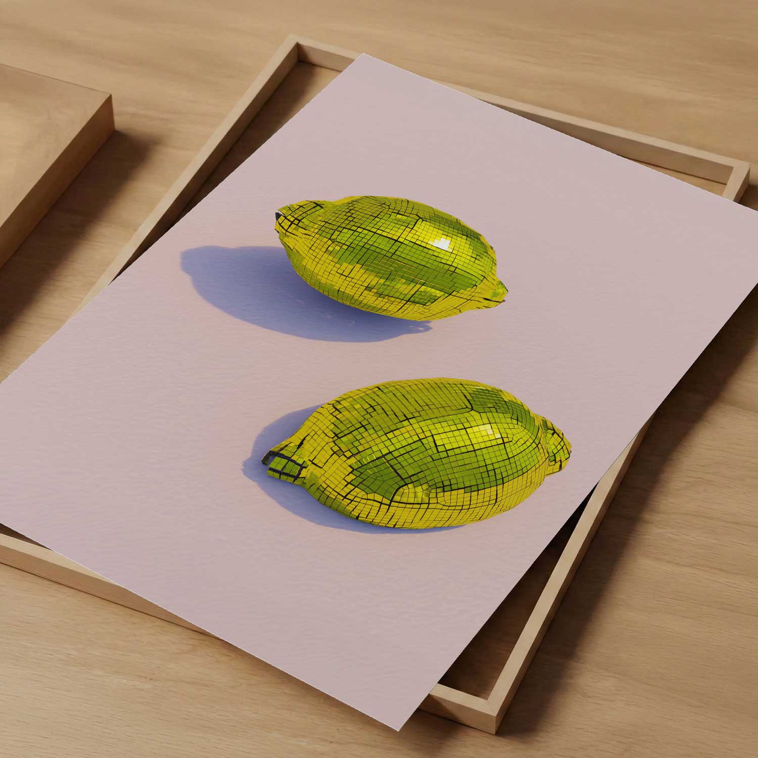 Yellow Disco Lemons, Vertical, Art Print