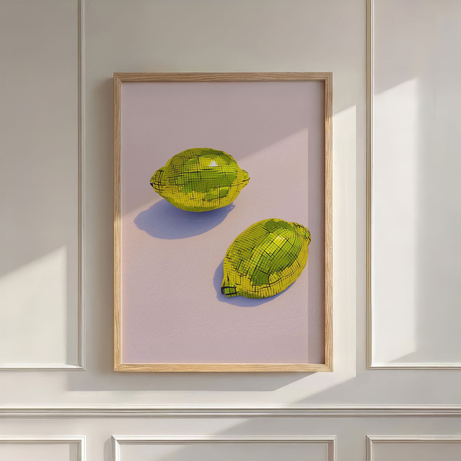 Yellow Disco Lemons, Vertical, Wall Art