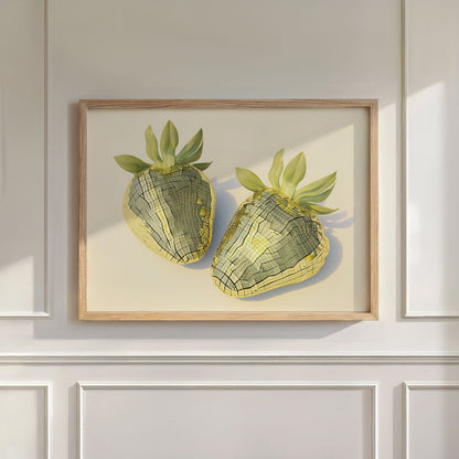 Yellow Disco Strawberries, Horizontal, Wall Art