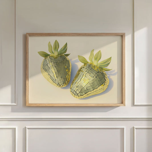Yellow Disco Strawberries, Horizontal, Wall Art