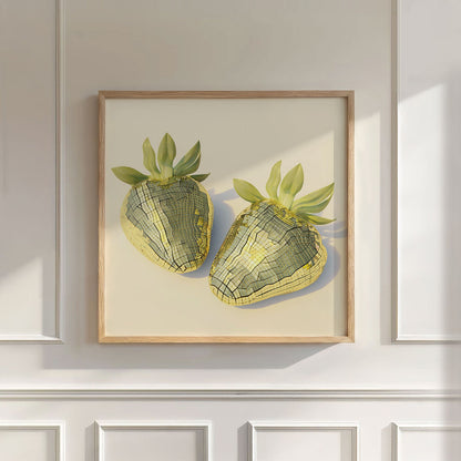 Yellow Disco Strawberries, Square, Wall Art