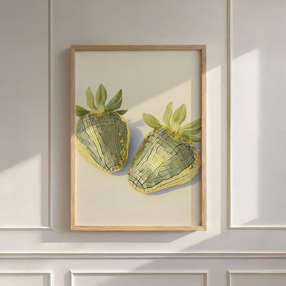 Yellow Disco Strawberries, Vertical, Wall Art