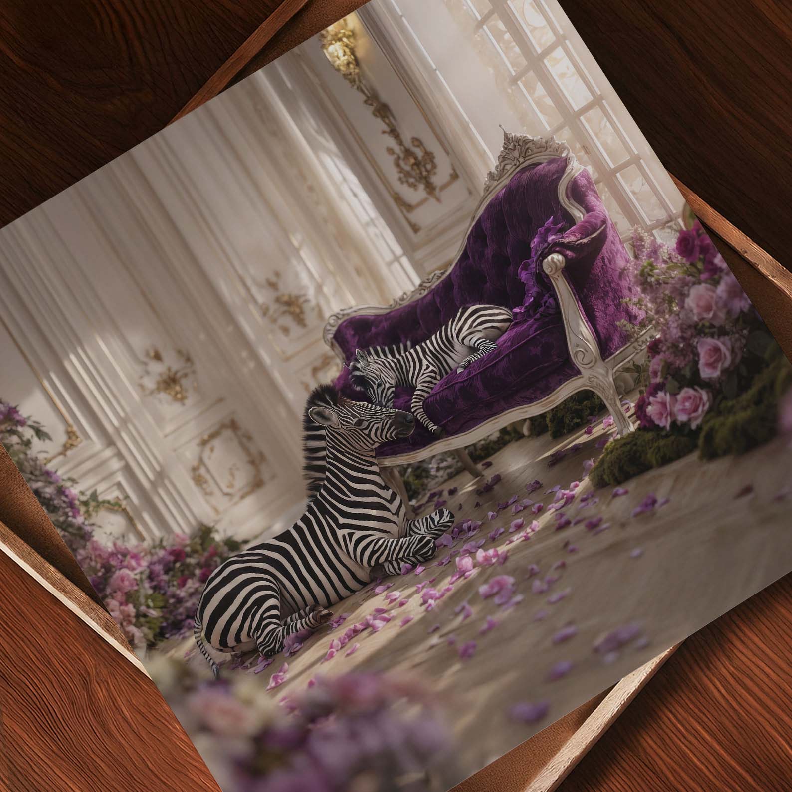 Zebra Whisper, Square, Art Print