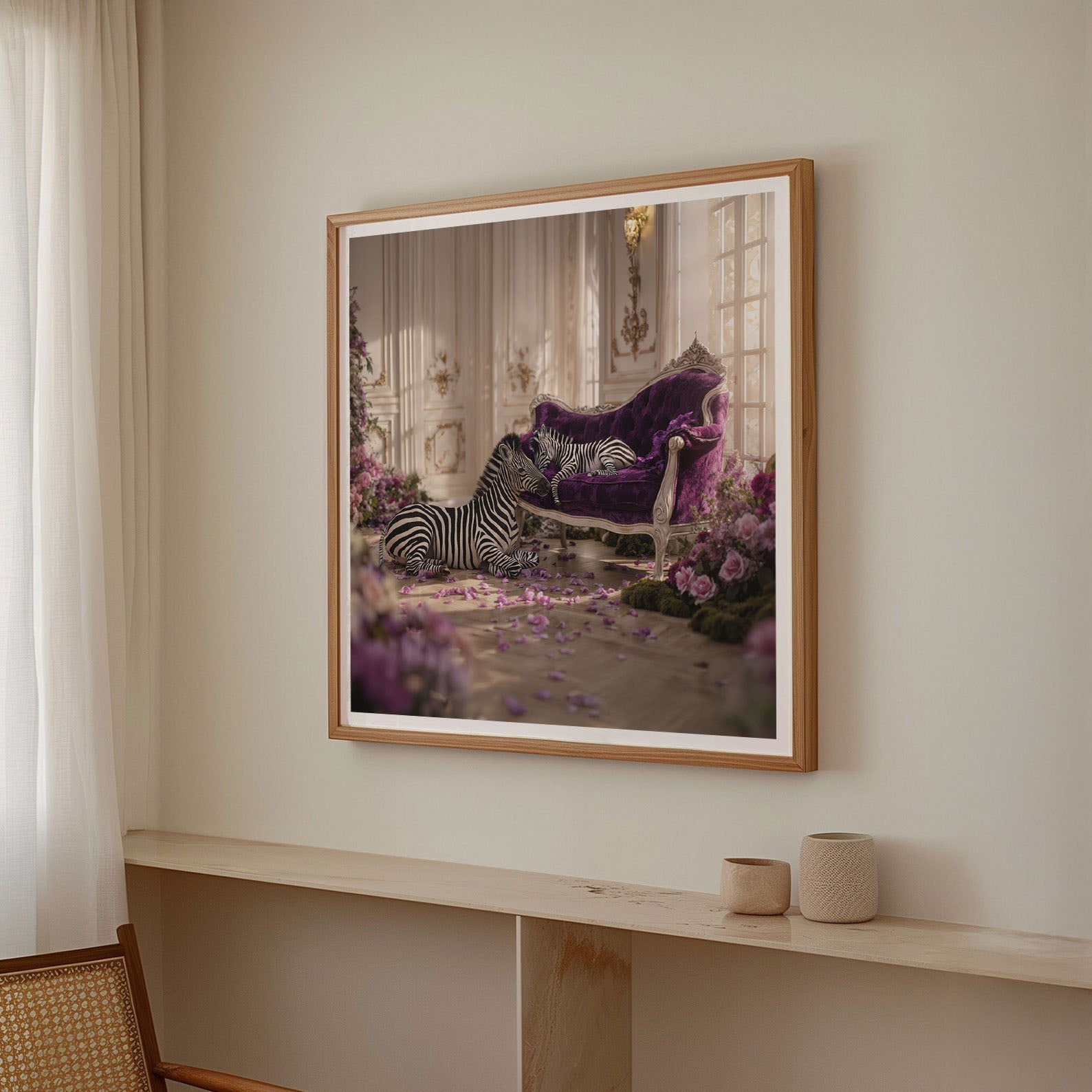 Zebra Whisper, Square, Framed Art