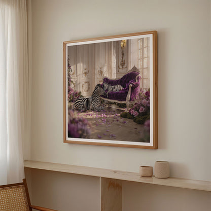 Zebra Whisper, Square, Framed Art