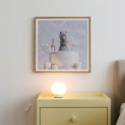 Zebra In Bathtub I, Square, Framed Art