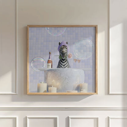 Zebra In Bathtub I, Square, Wall Art