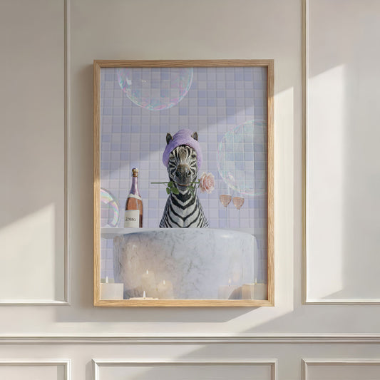 Zebra In Bathtub I, Vertical, Wall Art