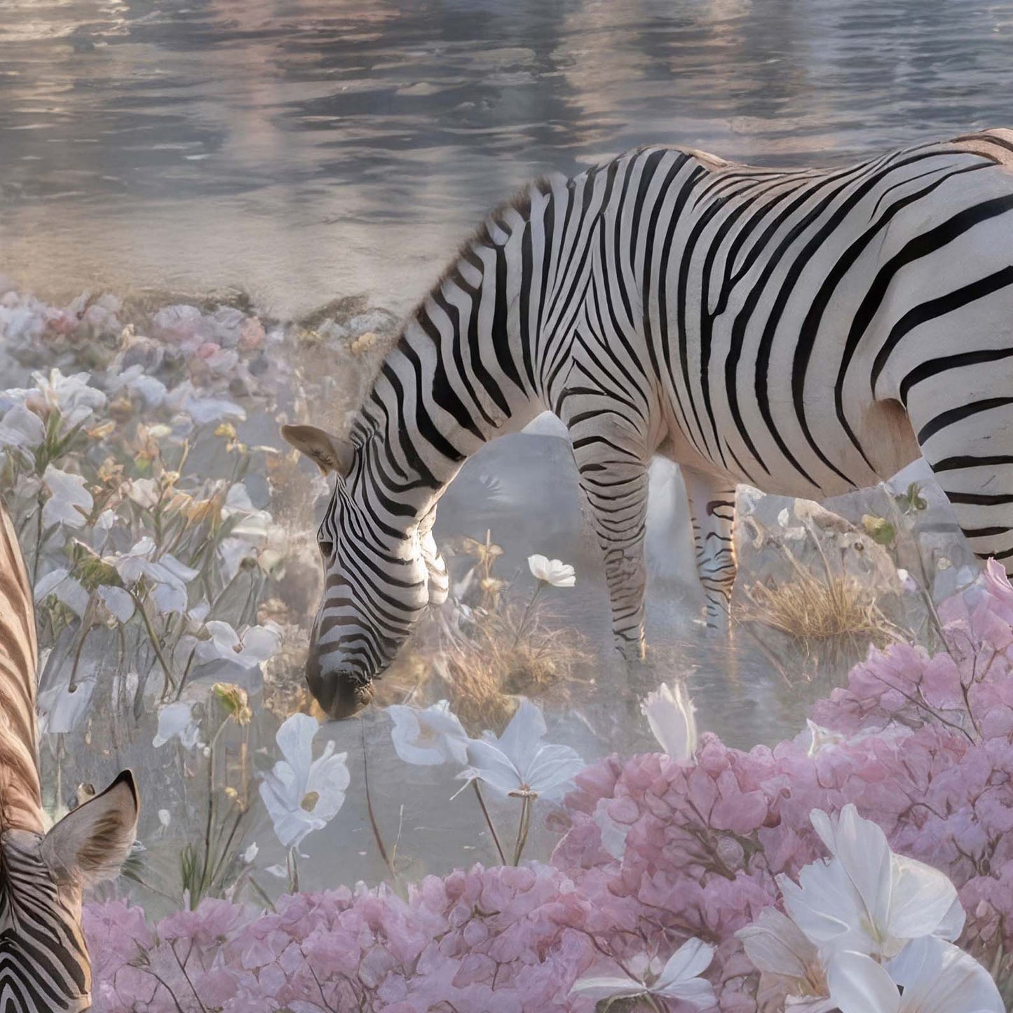 High Resolution Art Texture Of Zebras In Bloom