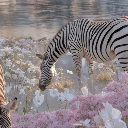 High Resolution Art Texture Of Zebras In Bloom