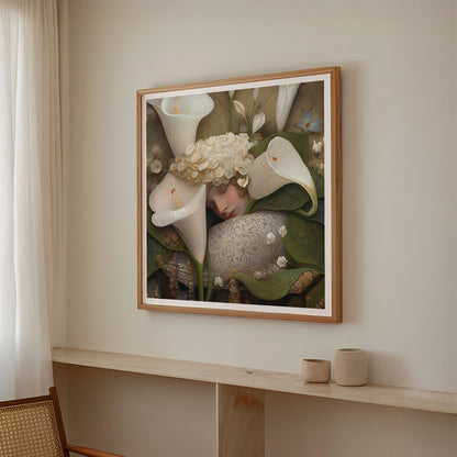 Sleeping Beauty with Flowers, Square