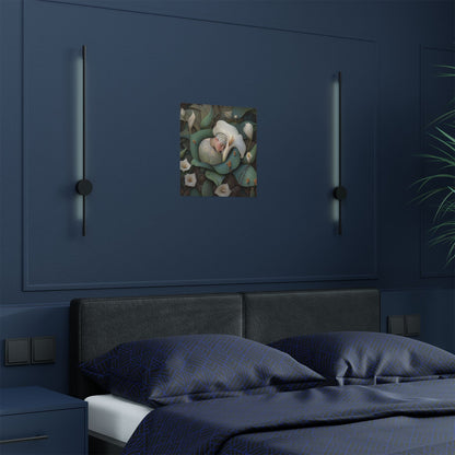 Dreamy Floral Satin Poster - Serene Sleep Scene - 300gsm Art Print - Mooon Gallery