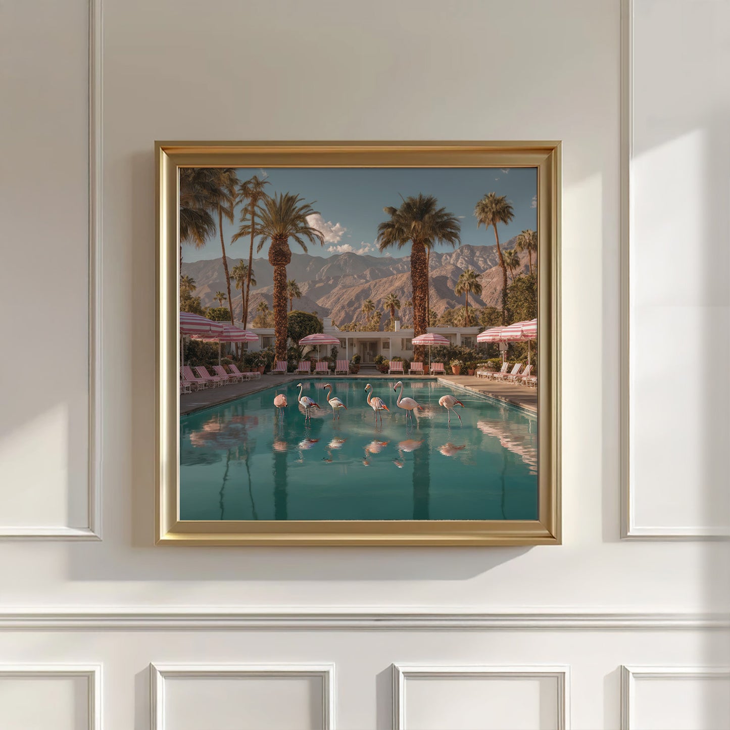 Flamingo Poolside, Square
