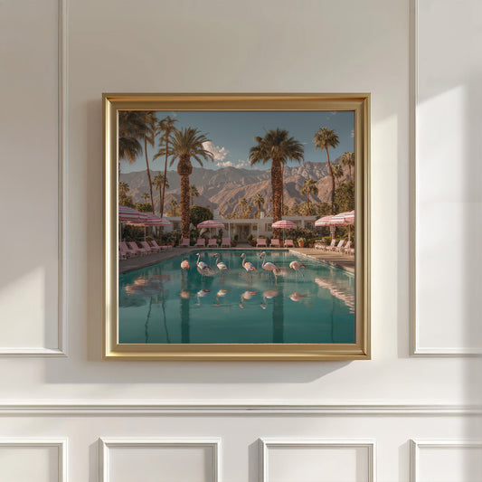 Flamingo Poolside, Square