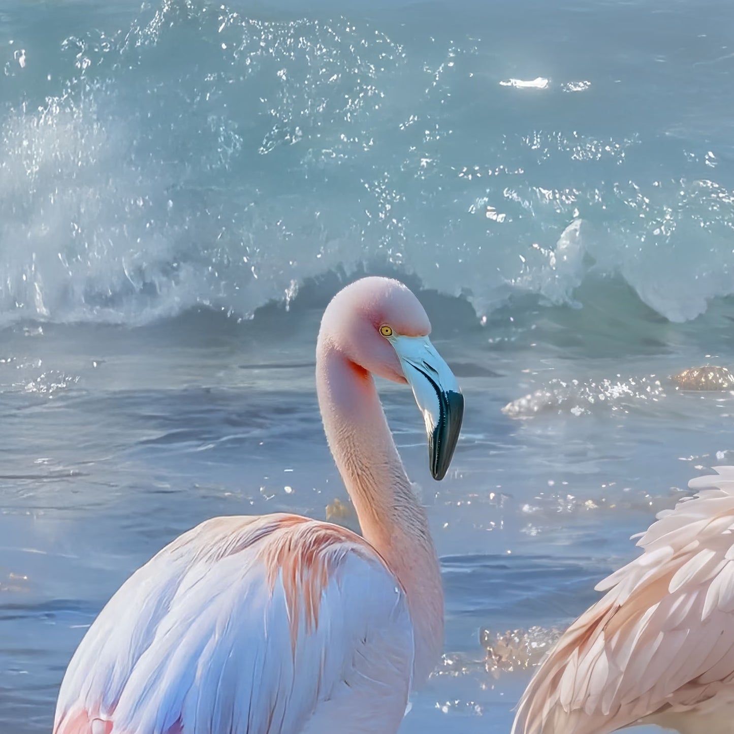 Flamingos on the Beach, Vertial