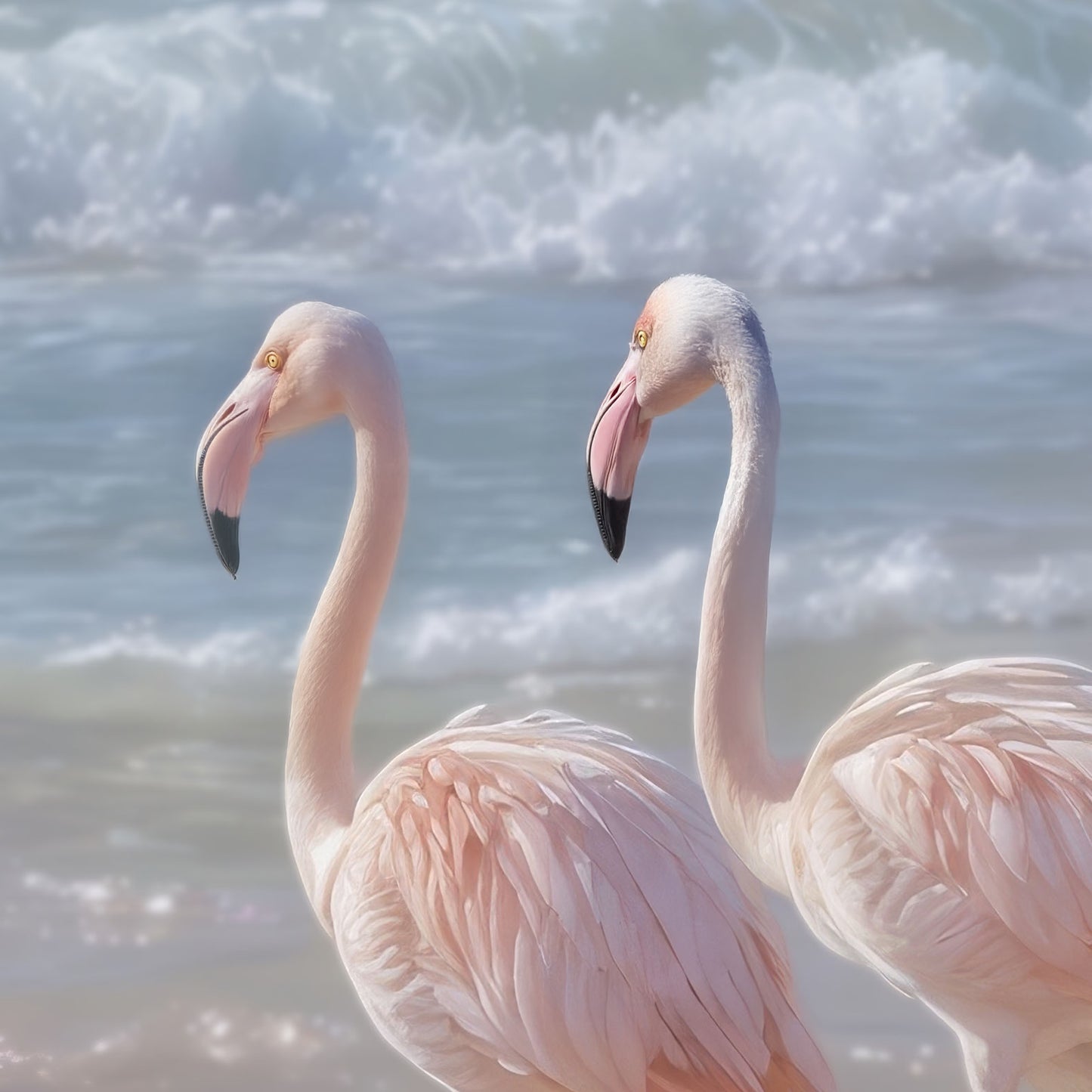 Flamingos on Beach, Vertical V3-701