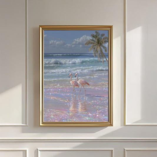 Flamingos on Beach, Vertical V3-701
