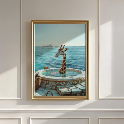 Giraffe in Hot Tub, Vertical