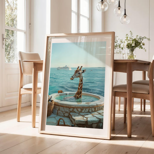 Giraffe in Hot Tub, Vertical