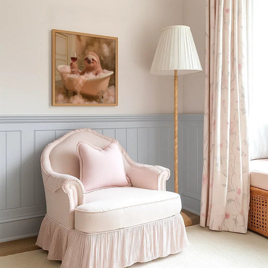 Pink Sloth in Pink Bathtub Print, Funny Wall Art - Mooon Gallery