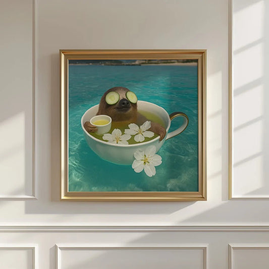 Sloth Floating in the Sea Print - Mooon Gallery