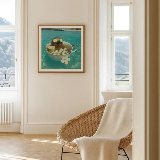 Sloth Floating in the Sea Print - Mooon Gallery