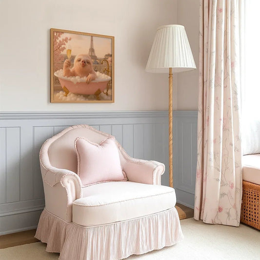 Sloth in Bathtub Print, Paris Home Decor, Funny Wall Art - Mooon Gallery